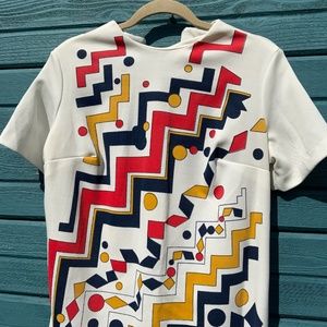 1960s retro vintage dress white cubist modern cute